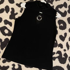 Womens black sleeveless dressy shirt